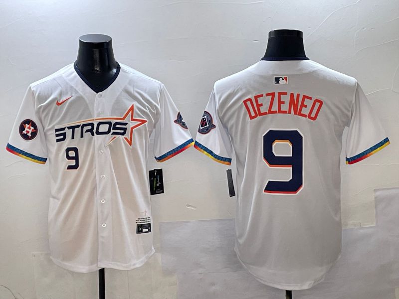 Men Houston Astros #9 Dezeneo White Fourth generation Joint Name Nike 2025 MLB Jersey style 4
